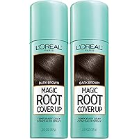 L'Oreal Paris Root Cover Up Temporary Gray Concealer Spray Dark Brown 2 Oz (Pack of 2) (Packaging May Vary)