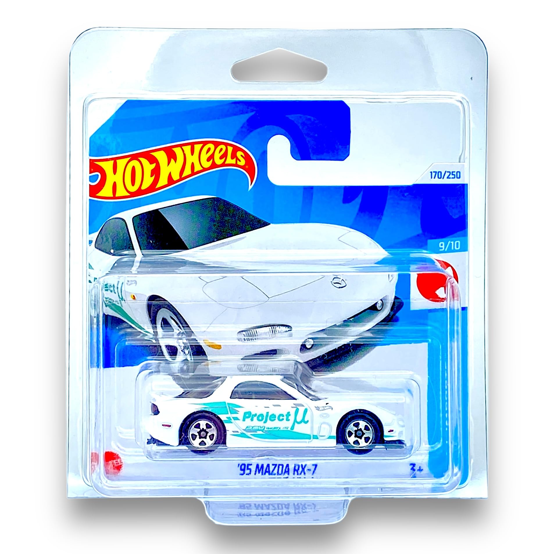 Hot Wheels '95 Mazda RX-7 (White) 9/10 HW J-Imports - 2024-170/250 (Short Card) - COMES IN A GENUINE KLAS CAR KEEPER PROTECTOR CASE - HTC46