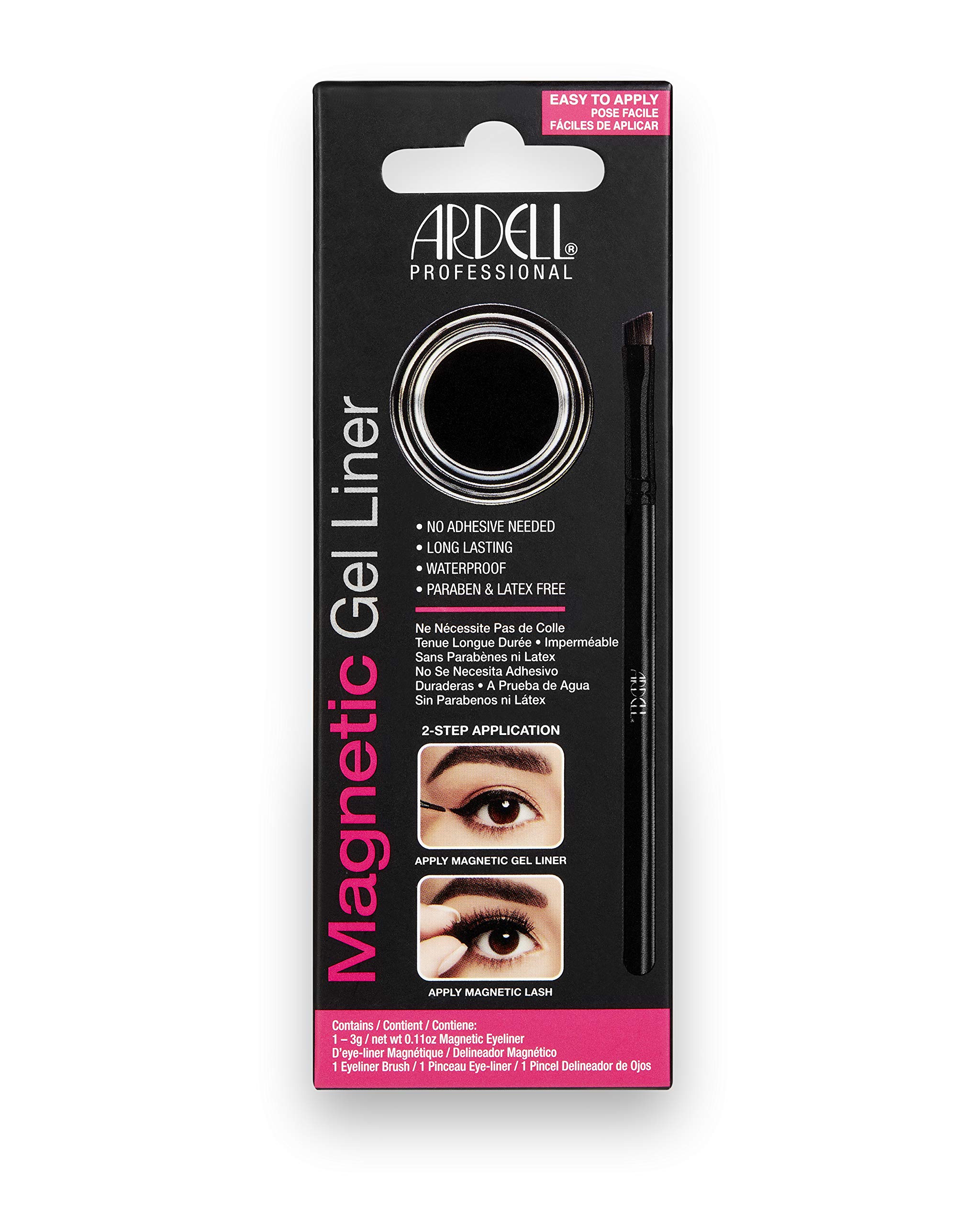 Ardell False Eyelashes Magnetic Gel Eyeliner Black Long-Lasting Waterproof Paraben-Free Latex-Free Ardell Lashes Matte Black Magentic Liner Brush-On Gel Liner Vegan-Friendly Cruelty-Free