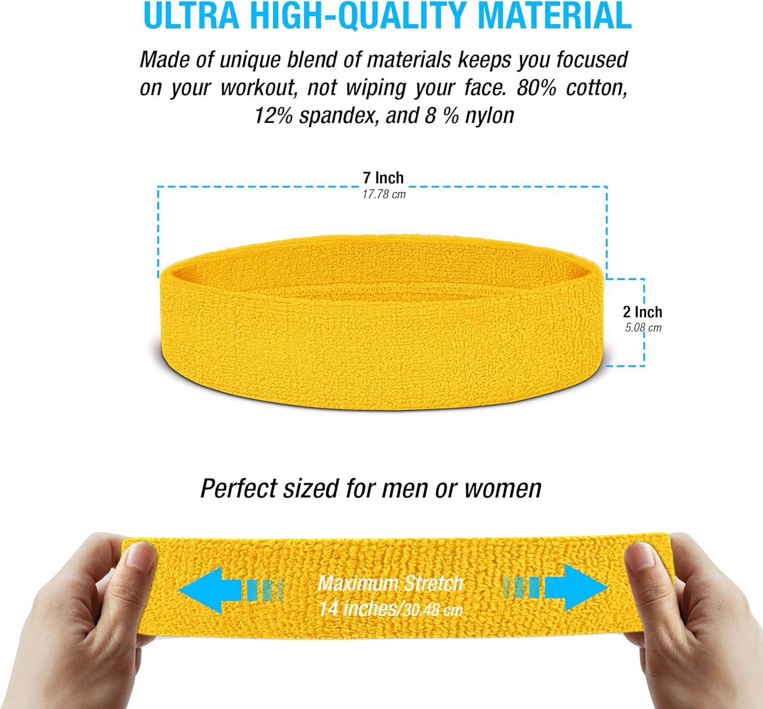 Suddora Striped Sweatband/Headband - Terry Cloth Athletic Basketball Head Sweat Bands (Red White Blue) : Clothing