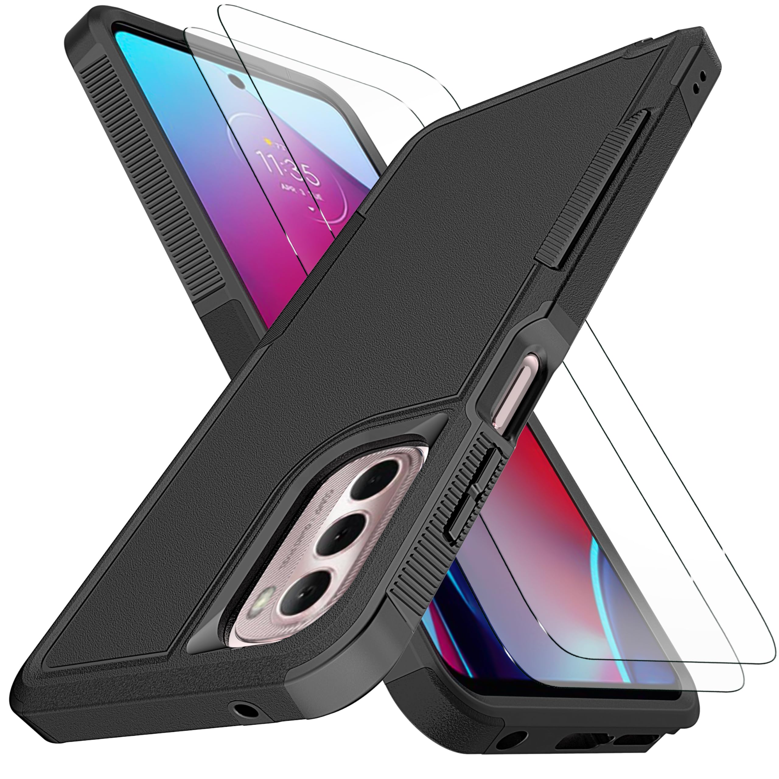YmhxcY for Moto G Stylus 2022 4G Case, [Military Grade Drop Protection] [Non-Slip] [2 pcs TPE HD Screen Protector] Heavy Duty Full-Body Shockproof Case for Motorola Moto G Stylus 2022 4G 5G 6.8“-Black