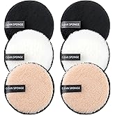 BlingKingdom 6 PCS Makeup Remover Pads Reusable Double-Sided Facial Cleansing Puffs Round Make Up Remover Pads for All Skin Types - 3 Colors