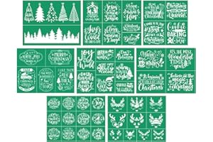 DGAGA DGAG 7PCS Christmas Self-Adhesive Silk Screen Stencils,Christmas Tree Screen Printing Stencils for Craft Xmas Chalk Paste Stencil Transfers Reusable Stencils for Painting on Wood Fabric Farmhouse