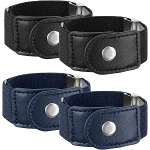 Hadnves 4 Pcs No Buckle Belts Men 2 Loop Buckle Free Belt Elastic Side Belts Buckle-less Invisible Adjustable for Women Men N