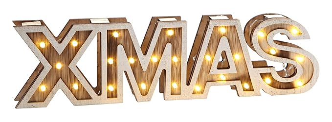 Heitmann Deco LED-Holzschriftzug, X-MAS Holz natur Maße ca. 34 x 3 x 9 cm