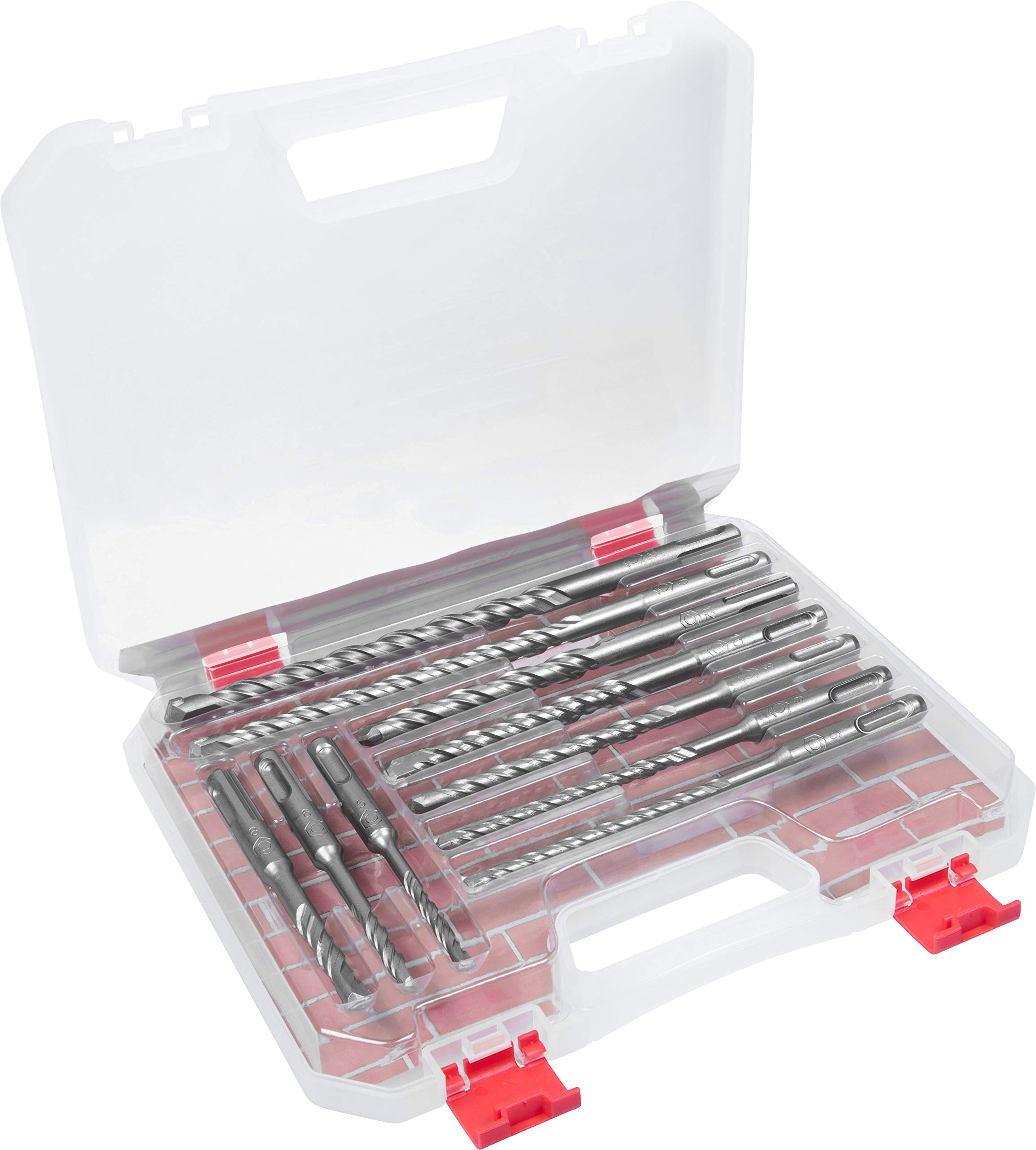Werkzeyt ZY23415 Masonry Drill Bit Set 10-Piece SDS-Plus Attachment for Tool- Change for Concrete & Masonry in Practical Plastic Box/Hammer Drill Bit Set/Drill Bit Assortment / ZY23415