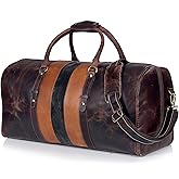 Genuine Leather Duffel Travel Overnight Weekend Leather Bag Sports Gym Duffel Luggage Travel Bag For Men And Women travelling cabin duffle Bags 24 Inch (retro)