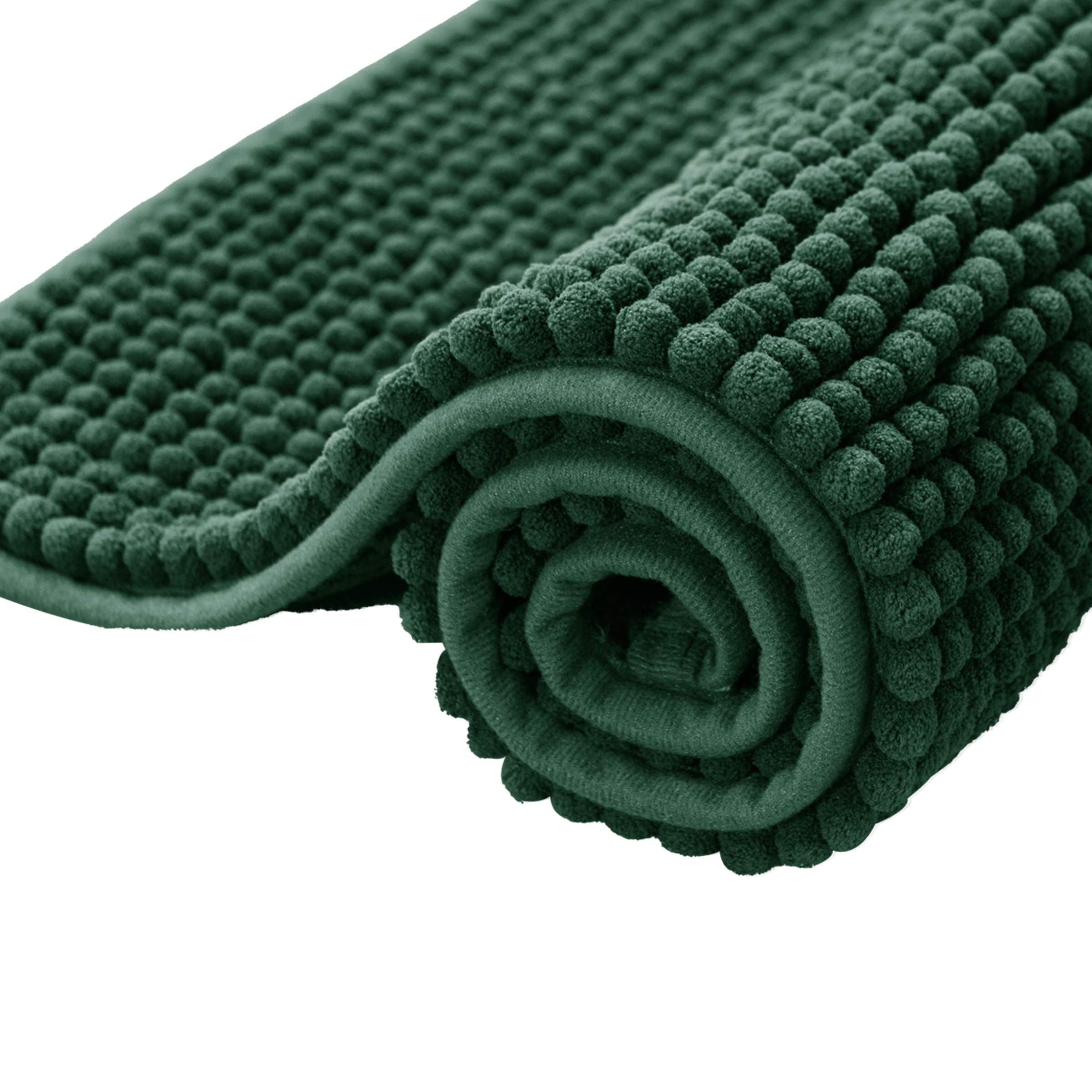 subrtex Chenille Bath Mats for Bathroom Extra Soft and Water Absorbent Non Slip Bath Rug Perfect Plush Carpet Mats for Tub, Shower (50×80cm, Green)