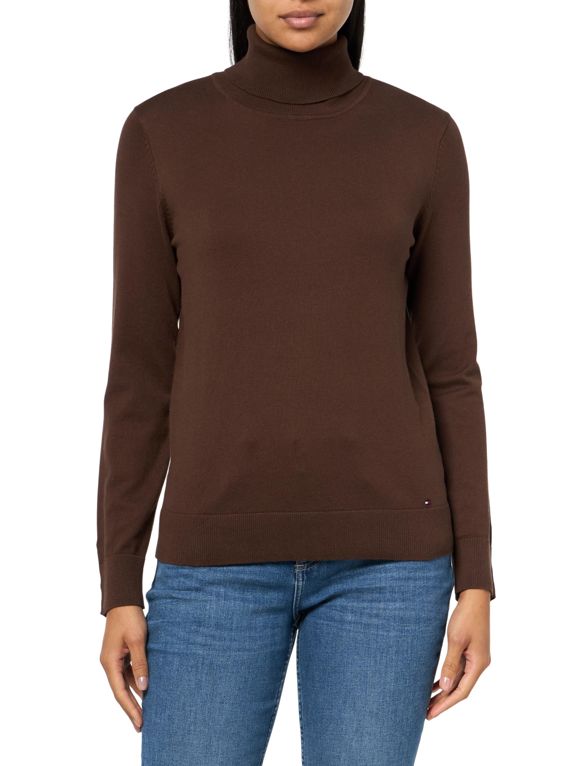 Tommy Hilfiger Women’s Sportswear Solid Cotton Turtleneck Sweater, Chicory, X-Small