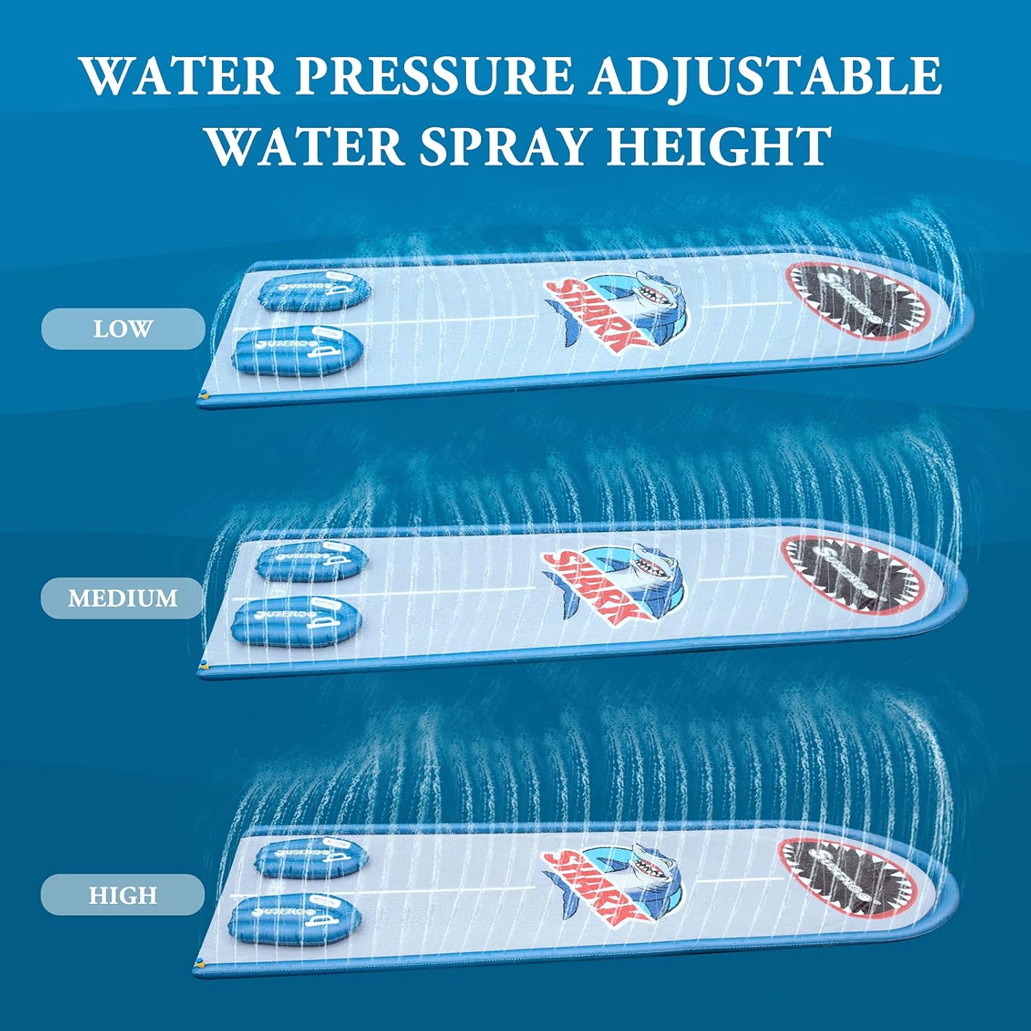 SuSenGo Slip and Slide for Kids - Lawn Water Slides Inflatable Shark Crash Pad and Around Spray Channel for Races Outdoors(15.7ft): Toys & Games