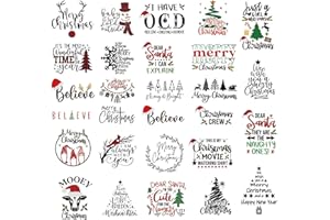 HUAHUI 28 Pieces Christmas Word Stickers for Crafts Vinyl Waterproof Christmas Decals for Ornament Xmas Ball Crafts Wood Cup Glass Water Bottle Decoration (28 Pcs Words)