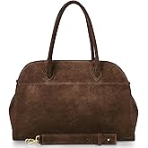 Italian Genuine Suede Top-Handle Bag for Women with Zip Closure & Detachable Strap | Elegant Shoulder Satchel Purse