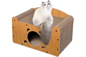 LIVINGbasics 3-in-1 Cat Scratcher Bed, 22-Inch Removable Combination Cat Lounge Couch for Indoor Cats to Play Rest Grind