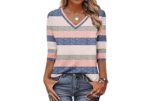 Zeagoo Womens 3/4 Length Sleeve Tunic Tops Casual V Neck Shirts Basic Tees Business Work Blouses Fall Clothes 2025