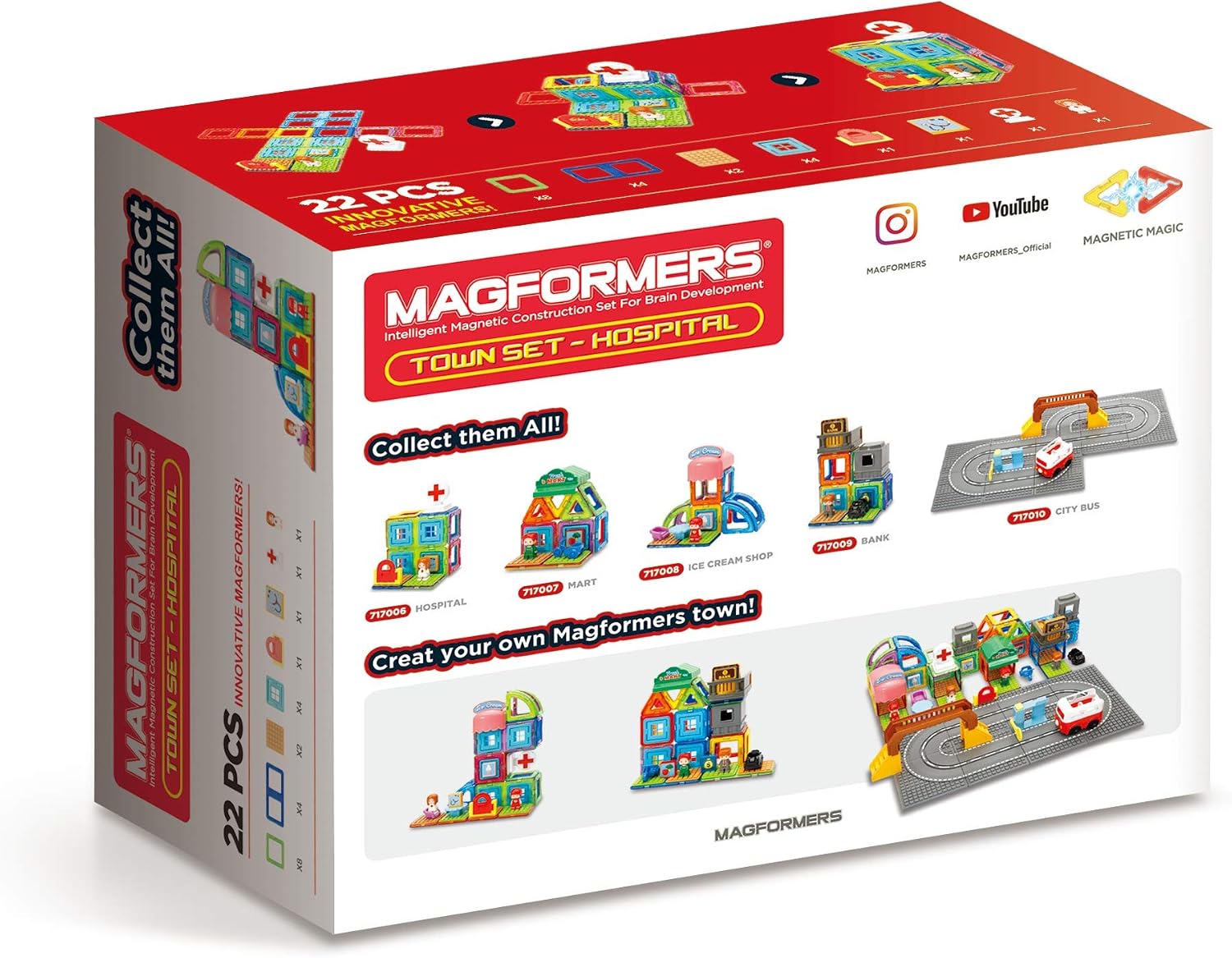 Magformers Town Hospital Magnetic Building Blocks With Nurse Character. STEM and Roleplay Toy, White, Light Blue, Neutral - Image 3