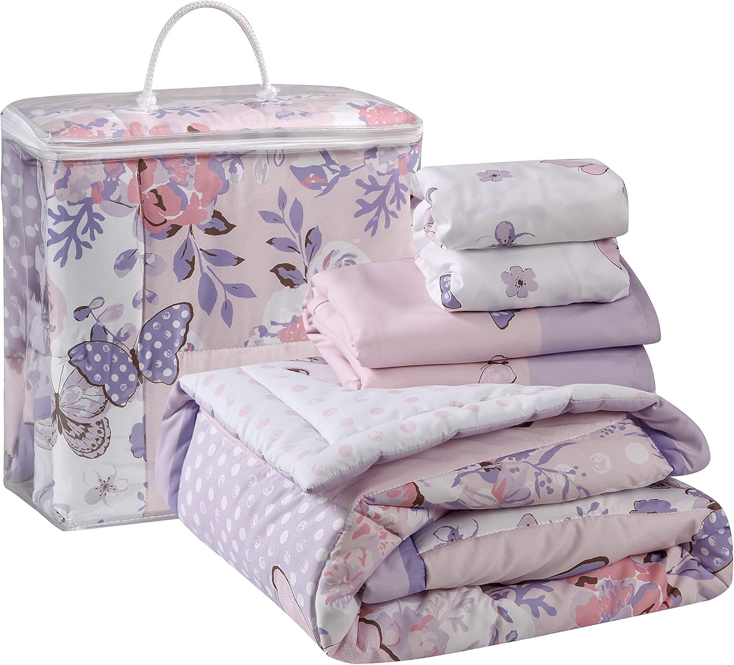 La Premura Butterfly Baby Nursery Crib Bedding Set for Girls – Butterfly 3 Piece Standard Size Crib Bedding Sets in Pastel Pink and Purple: Kitchen & Dining