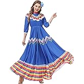 DENCTORAM Mexican Traditional Dress Folklorico Dance Dresses Cinco De Mayo Costumes Senorita Dress for Women