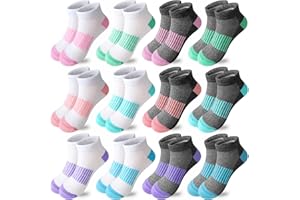 Bemeol 12 Pairs Girls Socks Ankle Socks Girls Athletic Running Low Cut Casual Sock for Little Big Kids
