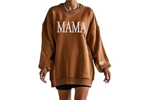 NAZENTI Mama Embroidered Crewneck Sweatshirt Mama with Heart on Long Sleeve Fashion Pullover Size S-4XL
