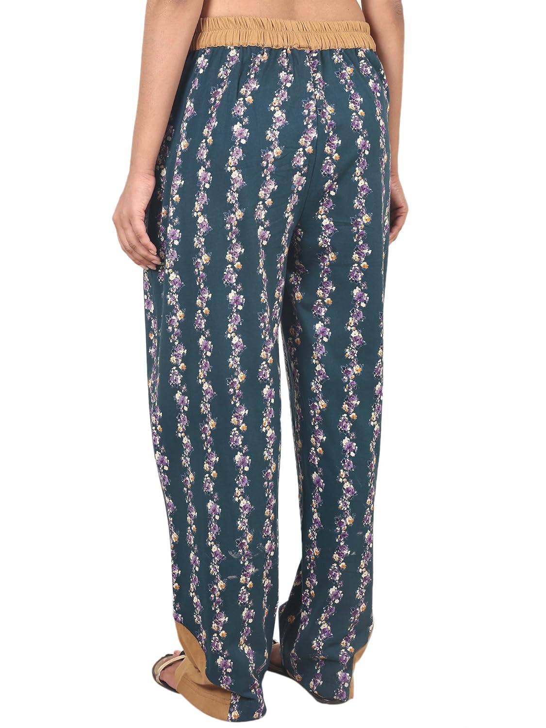 9teenagain women's printed and plain hoisery pajama (dark green)