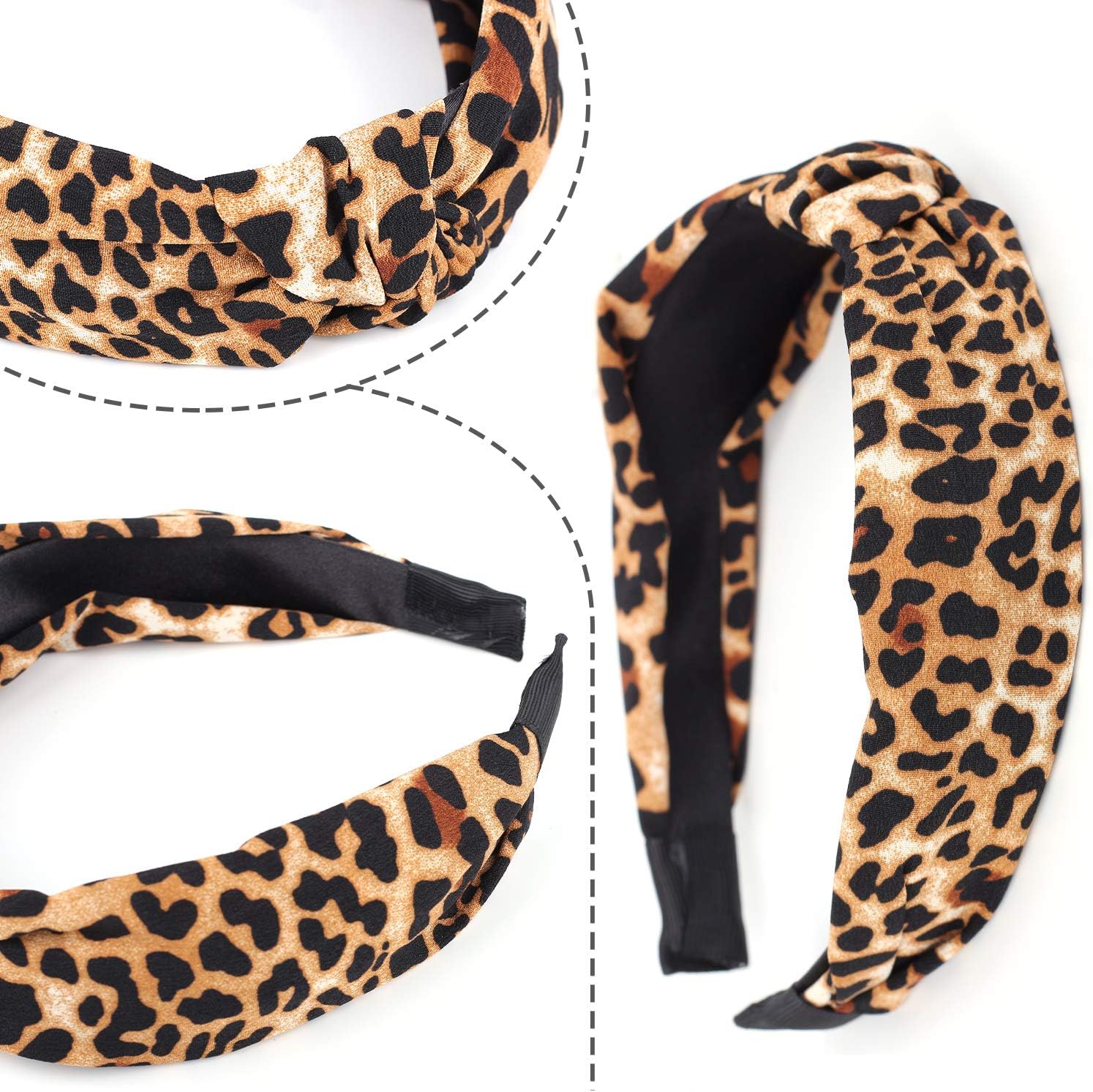 Belerry 2 Pieces Leopard Print Headbands Bow Knot Cross Tie Headwrap Hair Band Hoop Fashion Hair Accessories for Women and Girls - Image 4