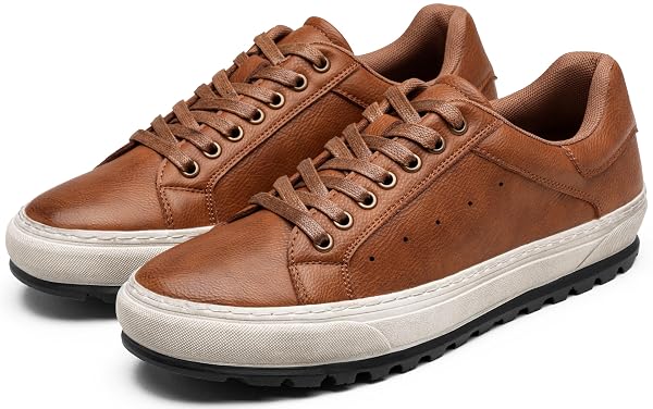 JOUSEN MEN’S CASUAL SHOES RETRO MEN’S CASUAL DRESS SNEAKERS COMFORTABLE LIGHTWEIGHT CASUAL SNEAKERS SHOES FOR MEN(AMY5150 YELLOWBROWN 12)