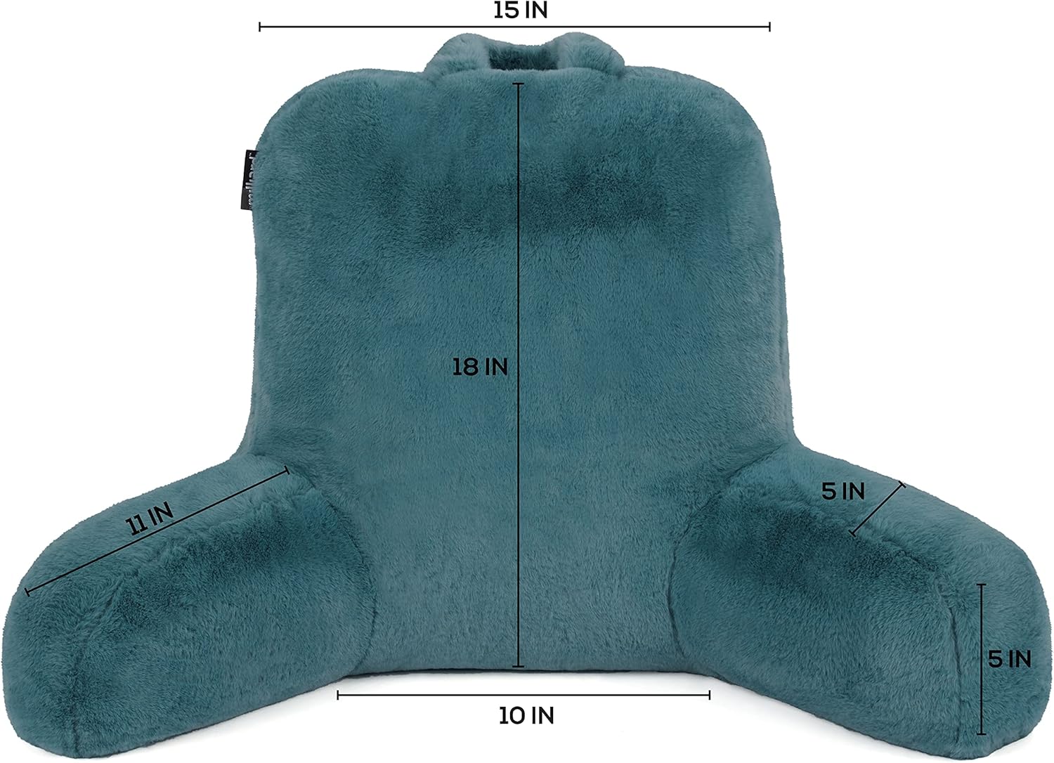 Milliard Reading Pillow with Shredded Memory Foam, Back Rest Pillow for Sitting in Bed with Faux Fur Removable Cover –18x15 inches (Blue): Kitchen & Dining