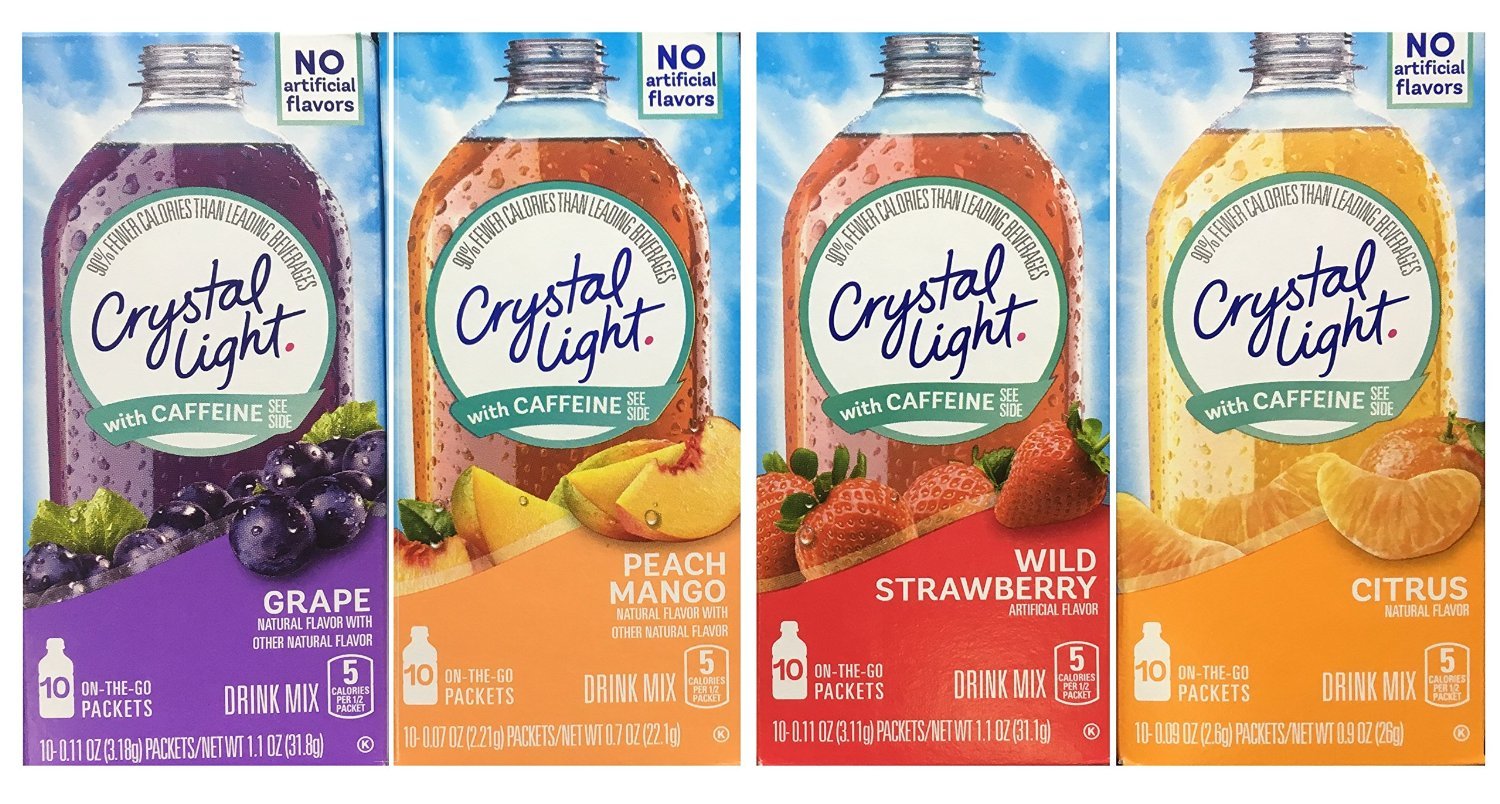 Crystal Light With Caffeine Variety Pack (40 Total Packets) Gluten Free