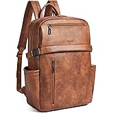 Mroede Leather Laptop Backpack for Women, 15.6 Inch Laptop Travel Backpack Purse Large Capacity Computer Bag, Casual Daypack Nurse Bag College Bookbag for School, Brown