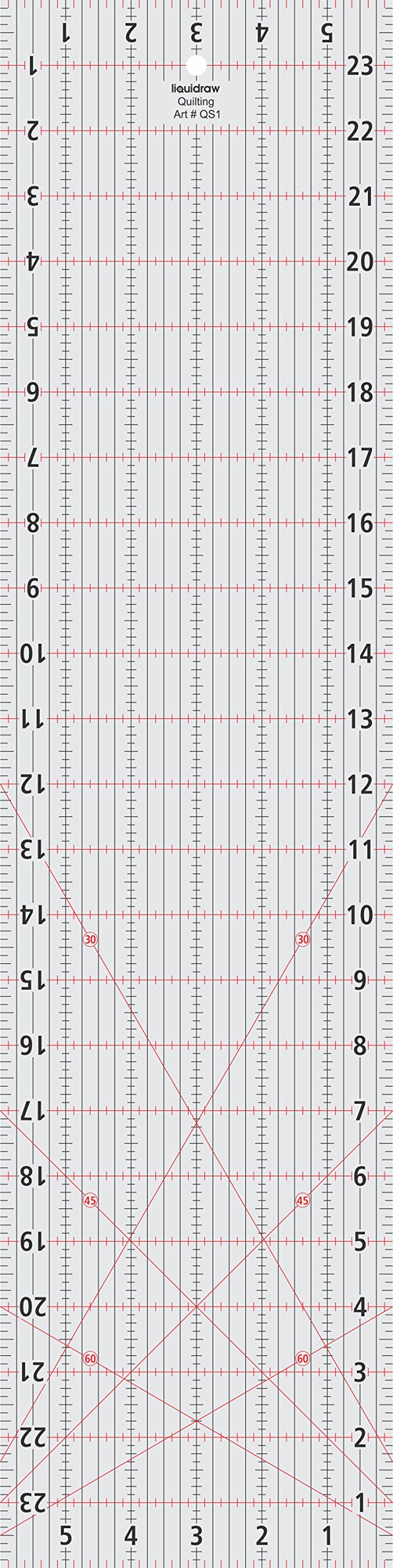 Liquidraw Quilting Ruler - 6" x 24" | Transparent Acrylic | Clear, Bold Imperial Measurement Markings | Patchwork Rectangle Quilting Template | Ideal For Quilting, Sewing & Cutting | 3 mm Thick