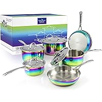 The Magical Kitchen Collection - Iridescent Rainbow Cookware Set - Premium Heavy Duty Stainless Steel and Titanium Pots…