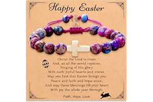 Drogomen Easter Basket Stuffers for Teens, Religious Cross Beaded Bracelet Catholic Christian Easter Jewelry Gifts for Women Teen Girls