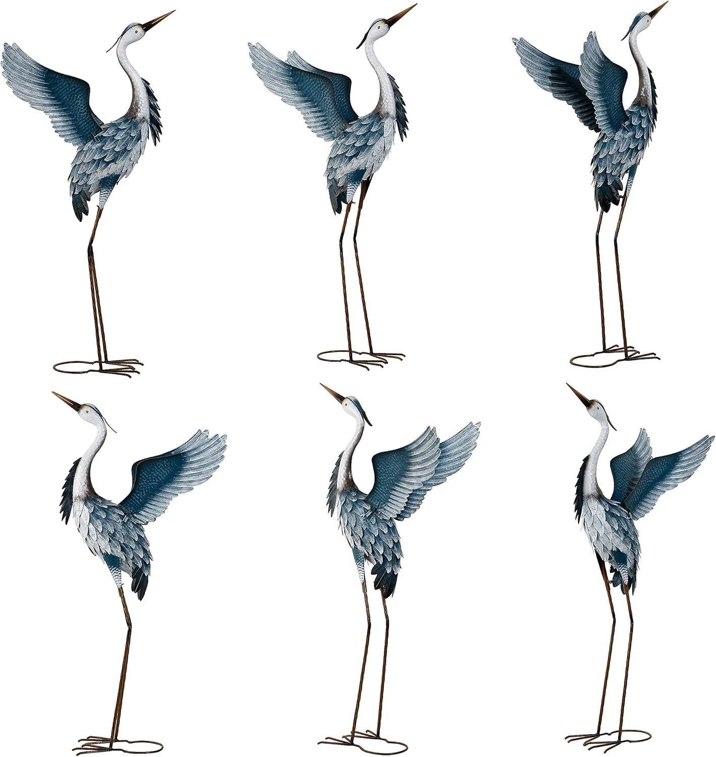 TERESA'S COLLECTIONS 40.7 inch Metal Blue Herons Garden Statues Sculptures, Standing Cranes Decor Bird Art Lawn Ornaments for Outdoor Yard Patio Porch Outside Decorations - Set of 2: Kitchen & Dining