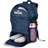 Spalding Soccer Backpack Sports Bag, Navy Soccer Bag with Ball and Shoe Compartment, Use for Track Bags, Sports Ball Accessories &amp; Stuff, Gifts for Sport Players