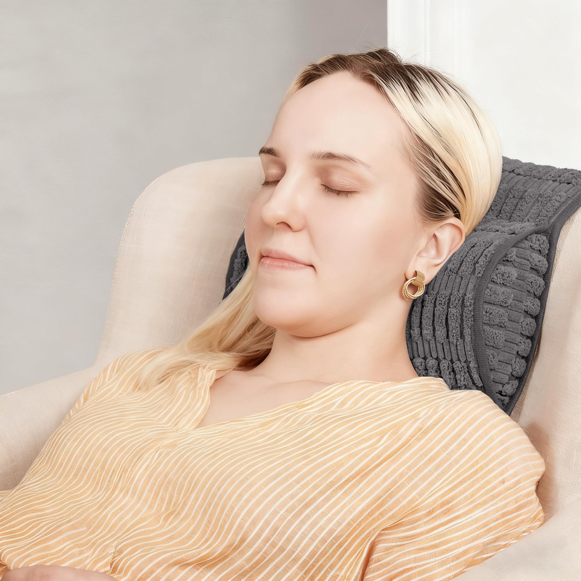 Photo 1 of WdFour Headrest, Neckroll Pillow, Support Cushions for Neck, Back or Foot for Sofas, Recliners, Office Chairs, Massage Chairs, Neck Pain Relief and Cervical Support. (Gray, 17" Wx2.7 D)