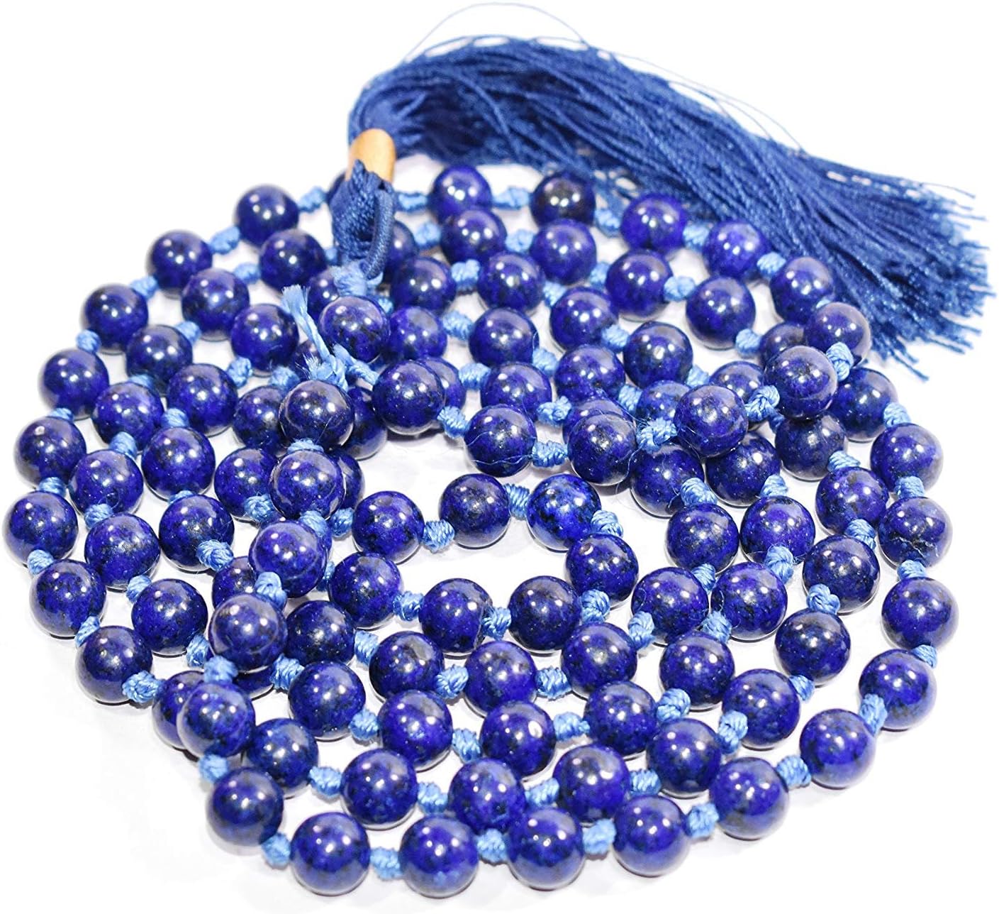 Readymart Lapis Lazuli Natural Mala 108 Beads 7.5MM Chakra Balancing Reiki Healing Aura Cleansing Crystal