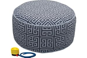 Kozyard Inflatable Ottoman Stool - Portable Round Pouf for Indoor/Outdoor Use - Perfect Small Foot Rest or Seating for Kids and Adults - Ideal for Camping or Home (Abstract Square)