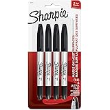 Sharpie Twin Tip Permanent Markers, Fine & Ultra-Fine Points, Black, 4 Pack (32175PP)