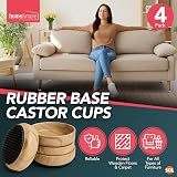 SOL 4 Pack Rubber Base Castor Cups Furniture Floor Protectors view 3