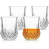 QUAFFER Classic Whiskey Glasses Tumblers Set of 4 – Elegant Diamond Patterned Glasses 7 oz - Old Fashioned Whiskey Scotch Vodka Tequila Tumbler Glass - Perfect for Parties, Bars, Events, Home Bar