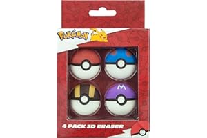 Undercover - Pokémon eraser set Pokéball - 4 erasers in Pokéball design - Practical school accessory for pencil case and desk