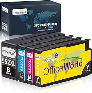 OfficeWorld Remanufactured Ink Cartridge Replacement for HP 952XL Ink Cartridges Combo Pack, with Updated Chips for HP OfficeJet Pro 8710 8720 8740 8730 7740 8210 8715 8216 8725 Printer (4-Pack)