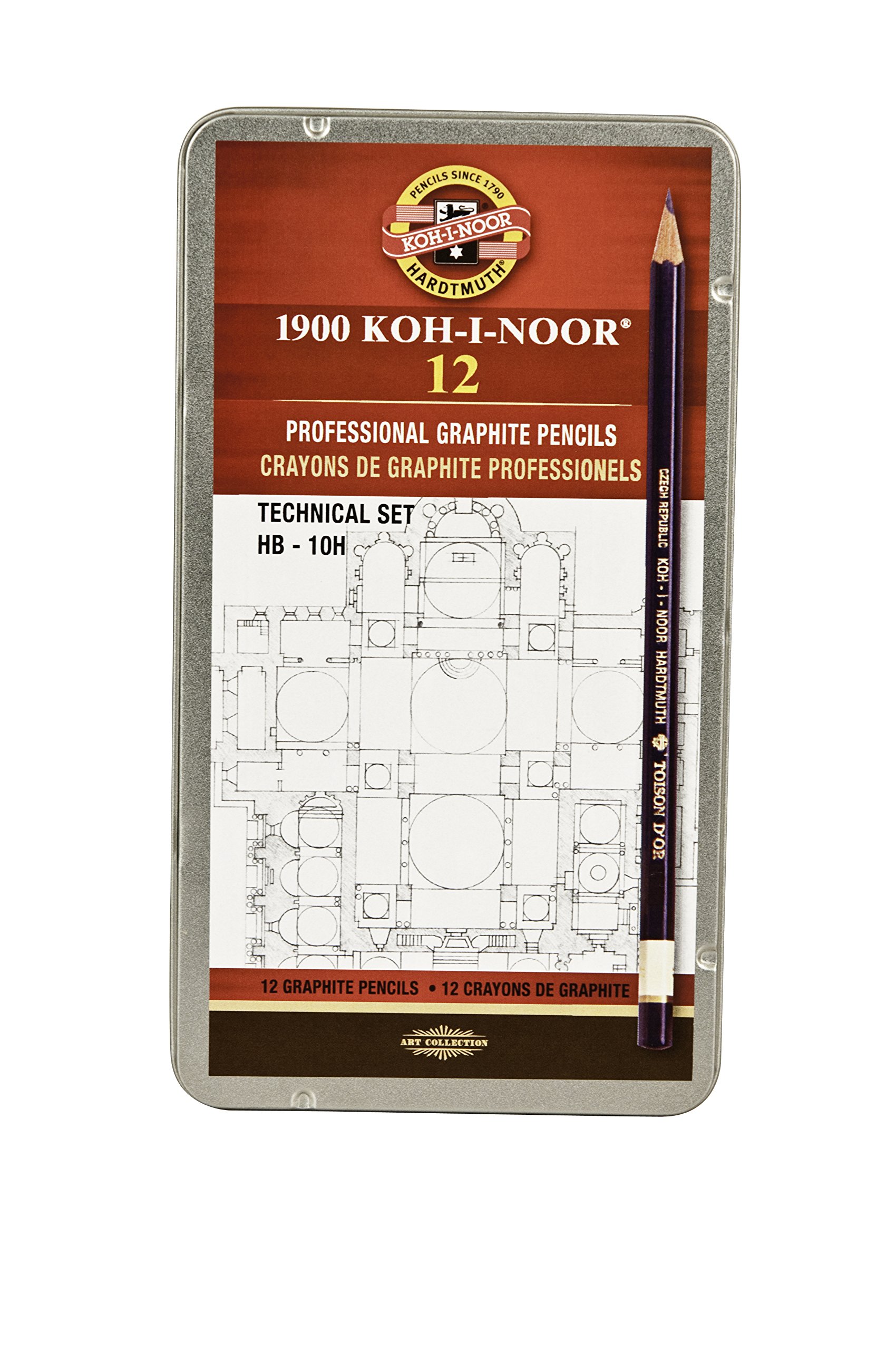 Koh-I-Noor 1502/1 Technic Pencil Set Grades HB 10H, Black