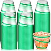 Norme 100 Pcs 9oz St. Patrick's Day Green Cups Rimmed Plastic Cups Holiday Trimmed Disposable Cup Disposable Wine Glasses for Party Supplies(Green and Clear)