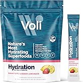 Voli Electrolytes Powder Packets | No Added Sugar Electrolyte Drink Mix for Hydration | Keto & Fasting Friendly, Natural Superfoods & Minerals | Strawberry Lemonade, 15-Count