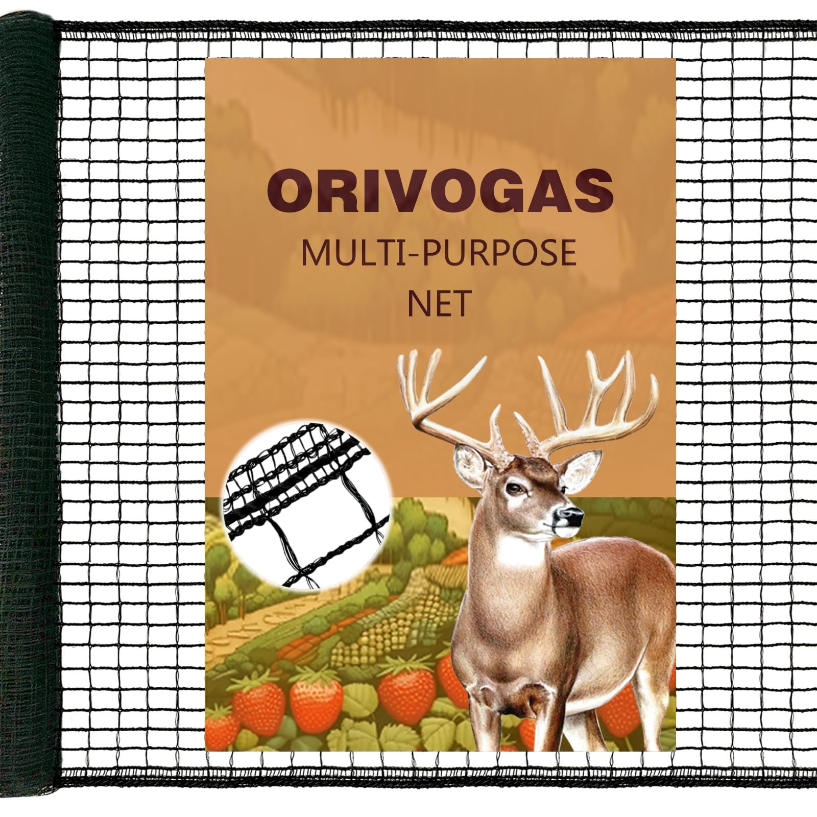 Photo 1 of ORIVOGAS Plastic Mesh Fence Deer Fencing 4x25ft,Reinforced Edges,55gsm Heavy Duty Temporary Fence,Ideal for Garden Netting,Animal Barrier,Safety Netting, Fruit Plant Protection, Black