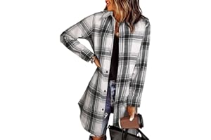 EVALESS Color Block Plaid Shacket Jacket Womens Fall Clothes Fashion Outfits