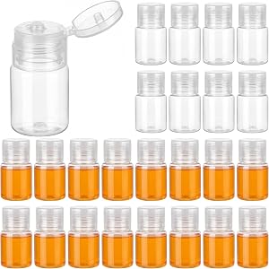 Yiyiring 24 Pcs 0.5 oz Small Travel Bottles with Flip Cap Wide Mouth Travel Size Plastic Bottles Mini Refillable Leakproof Li