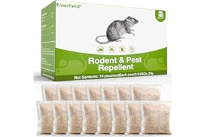EVERFIELD Strength Mice Rodent Repellent Pouches(15 Bags), Effective Peppermint Oil Rats Mouse Deterrent, Natural Pest Control Pleasant Scent, Ant Roach Control, Child & Pet Safe, Indoor & Outdoor Use