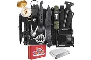 DOZAVI Gifts for Men Dad Him Christmas, Survival Kit 17 in 1, Emergency Survival Gear and Equipment for Fishing Hunting,Christmas Stocking Stuffers, Camping Accessories, Cool Gadget